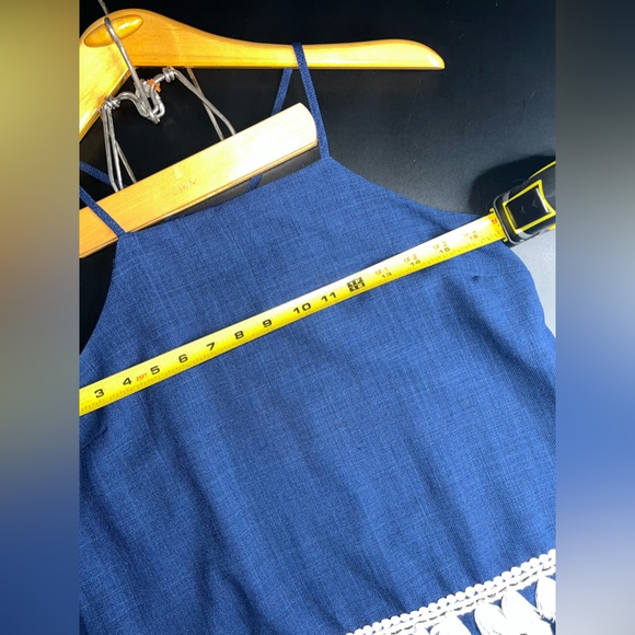 Sugar + Lips, Navy Blue Sleeveless Pom Pom Hem Size Small NWOT W/Defect* - Picture 11 of 12